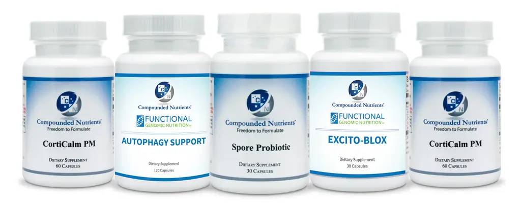 Inhouse custom supplement formulations prepared by Compounded Nutrients
