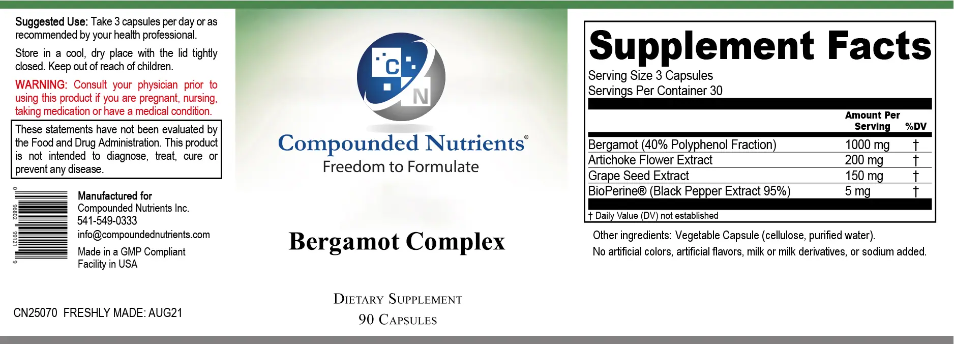 c8cbf4ff-2414-5299-f19f-8a355008e3a5 Custom Supplement Facts - Bergamot Complex