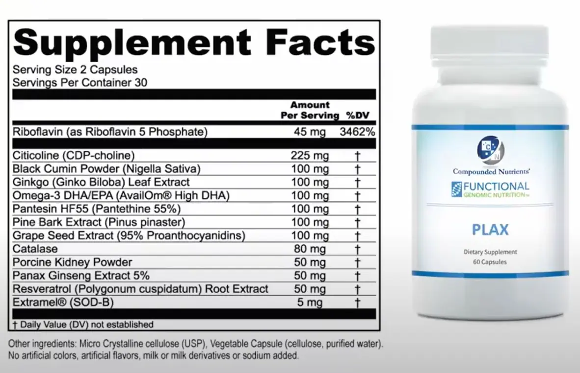 fb65f9db-4dba-d3b7-9c8d-5f67e7e816d3 Custom Supplement Facts and Bottle for Mytochondrial Dysfunction - PLAX